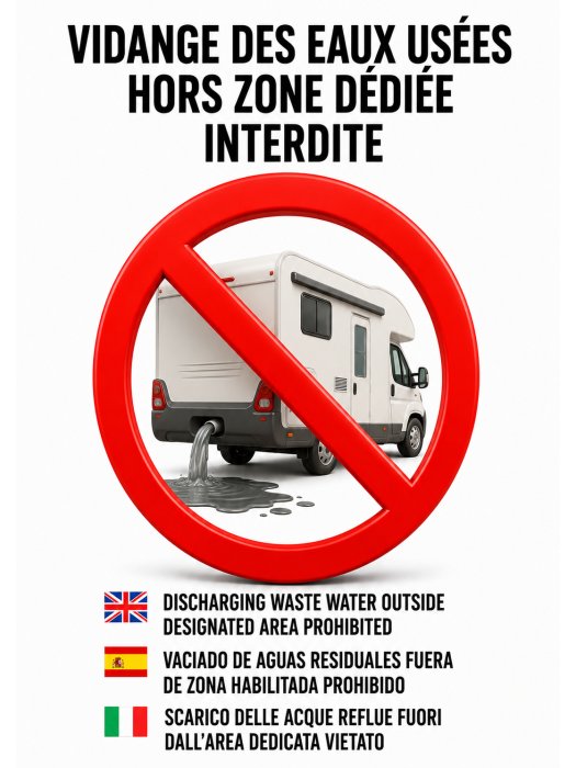 Affiche interdiction vidange eaux usées hors zone dédiée
