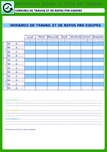 Affichage obligatoire horaires de travail et de repos par équipes