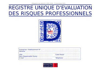 Registre d'évaluation des risques professionnels-DUERP