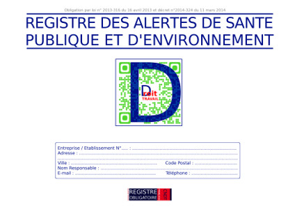 Registre des alertes de la santé publique et d'environnement