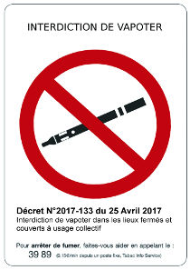 Affichage obligatoire interdiction de vapoter au travail - version autocollant