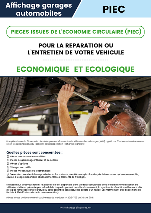 Affichage PIEC – garages automobiles