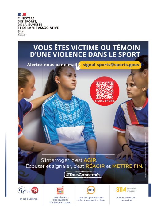 Affiche violence dans le sport – Signalement et aide – A4 plastifié