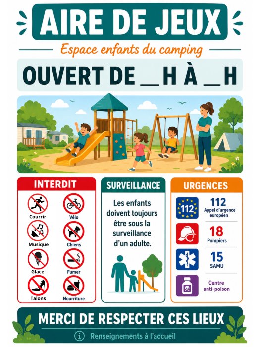 Affiche Aire de Jeux – Espace Enfants du Camping
